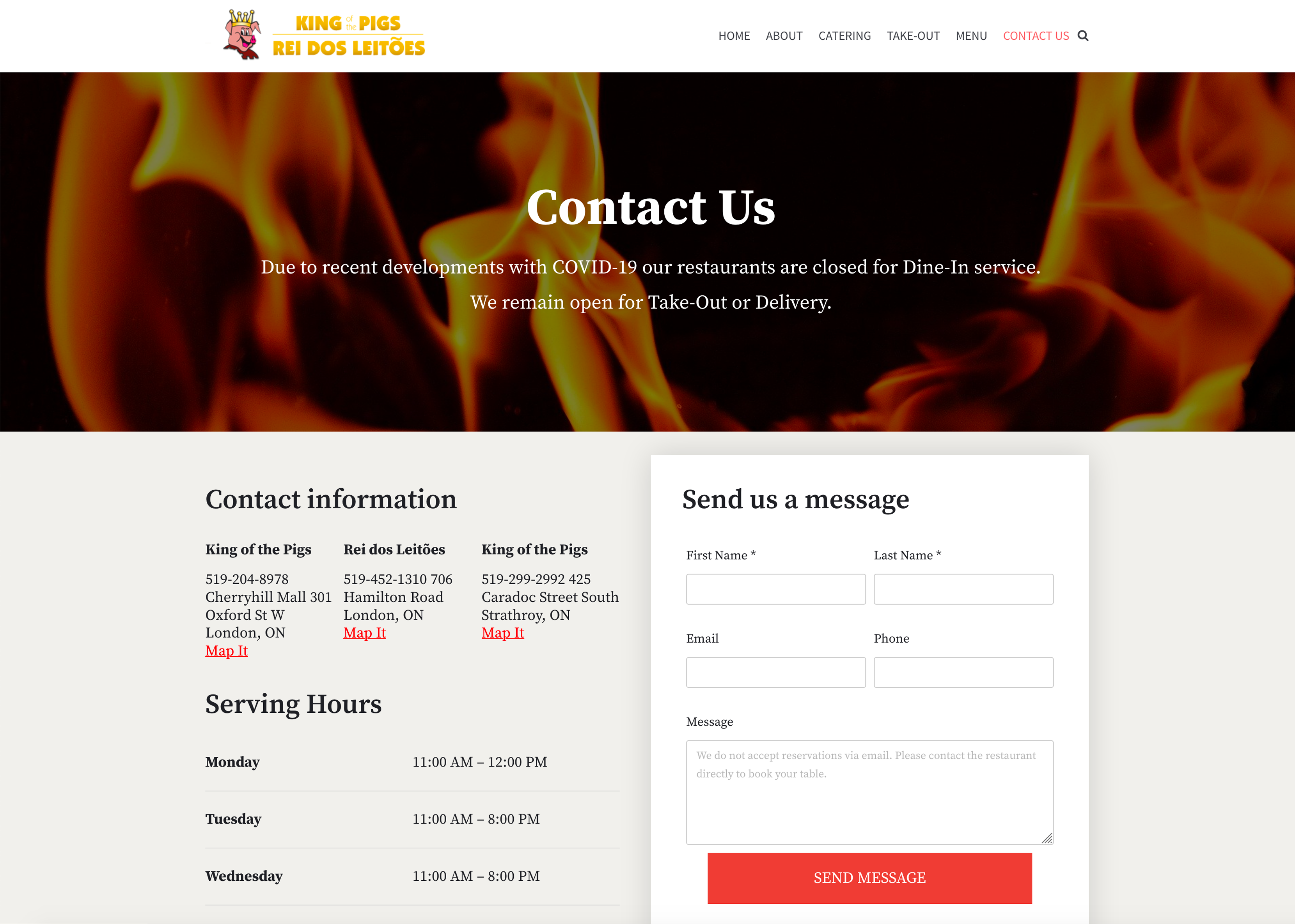Restaurant Website Contact